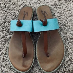 Blue slip on Sandals